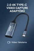 Coverzone USB-C 4K Capture Kartı - 30Hz, 2.0 Type-C Görüntü Yakalama Adaptörü, Oyun ve Yayın İçin thumbnail 1