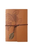 Coverzone Vintage Yaprak Motifli PU Deri Defter–80 Sayfa Çizgisiz Günlük,14.5x10.5 cm,Seyahat Defteri thumbnail 1