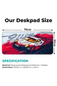 Coverzone 90×40cm XL Yarış Araba Mouse Pad – Su Geçirmez, Kaymaz Tabanlı, Dikişli Kenarlı Büyük Masa Matı thumbnail 2