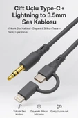 Coverzone Type-C + Lightning 3.5mm Kablo 100cm, Araba, Kulaklık, Ev Ses Ekipmanları ile Uyumlu | SX-151 thumbnail 1