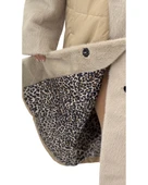 Büyük Beden Kürklü Düğmeli Şişme Uzun Oversize Kadın Kaban thumbnail 5