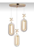 Bohem Aydınlatma BOHEM AYDINLATMA  ELİPS 3 LÜ SARKIT LED AVİZE GOLD sarkıt salon avizeleri thumbnail 2