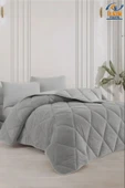cs ilkim "HEDİYELİ" Tek Kişilik Lüx Gri Welsoft Yorgan Çift Taraflı 155x215 thumbnail 1