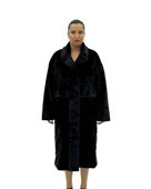 Büyük Beden Kürklü Düğmeli Şişme Uzun Oversize Kadın Kaban thumbnail 6