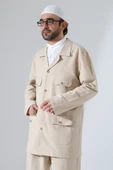 Erkek Keten İkili Safari Takım - Hac ve Umre Kıyafeti Bej (SFA) thumbnail 6