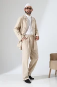 Erkek Keten İkili Safari Takım - Hac ve Umre Kıyafeti Bej (SFA) thumbnail 2
