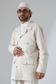 Erkek Keten İkili Safari Takım - Hac ve Umre Kıyafeti Krem (SFA) thumbnail 6
