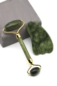 Yeşim Doğal Taş 2'li Özel Kutulu Sertifikalı Set Face Roller + Gua Sha Masaj Taşı - MSJ-0097 thumbnail 1