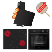 Ferre FryArt&Buharlı Alverra Sessiz Davlumbaz Elektrikli Siyah Ank. Set (D077-SA + MS263 + XE64CS) thumbnail 1