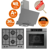 Ferre FlowArt&SilentArt GRY Yeni Seri Sessiz Antrasit Gri Ankastre Set (D065-SA + QBL62CPR +LN388) thumbnail 1