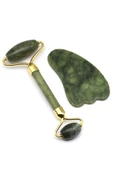 Yeşim Doğal Taş 2'li Özel Kutulu Sertifikalı Set Face Roller + Gua Sha Masaj Taşı - MSJ-0097 thumbnail 2