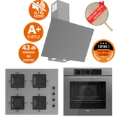 Ferre FlowArt&SilentArt AIVO Yeni Seri Sessiz Antrasit Gri Ankastre Set (D079-SA + QBL62CPR +SS208) thumbnail 1