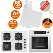 Ferre FryART & SilentArt PACE /Sessiz Beyaz Ankastre Set ( D078-SA + XE64CB + SC406-WFA wok ) thumbnail 1