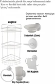 Banyo Aksesuarları Üç Katlı Köşelik Kağıtlık Havluluk Sabunluk Fırçalık Bornozluk Seti Beyaz Renk thumbnail 3