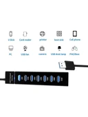 PrimeX PX-3017 USB Hub, 7 Port USB 3.0 Çoklayıcı, USB Çoklayıcı Siyah, 7 Port Usb Hub thumbnail 2