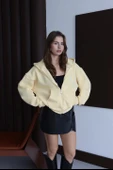 3 iplik şardonlu kapşonlu hoodie frm sarı p510437 thumbnail 5