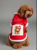 Boo Boo Teddy Yılbaşı Köpek Kıyafeti Premium Kırmızı Polar | Kapüşonlu Noel Köpek Kostümü | Küçük Irklar İçin thumbnail 8