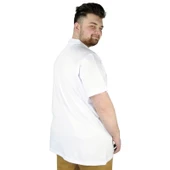 Büyük Beden Erkek T-Shirt Polo Yaka Cepli Klasik 20550 Beyaz thumbnail 3