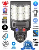 Güneş Enerjili Sokak Bahçe Led aydınlatmalı Solar Güneş Panelli Wifi Kablosuz Çift Kameralı Güvenlik Kamerası thumbnail 3