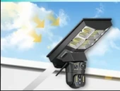 Güneş Enerjili Sokak Bahçe Led aydınlatmalı Solar Güneş Panelli Wifi Kablosuz Çift Kameralı Güvenlik Kamerası thumbnail 2