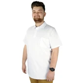 Büyük Beden Erkek T-Shirt Polo Yaka Cepli Klasik 20550 Beyaz thumbnail 1