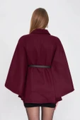 Kemerli kaşe panço bordo pt thumbnail 7