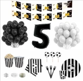 5 Yaş Taraftar Siyah Beyaz 16 Kişilik Doğum Günü Seti thumbnail 1