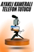Telefon Tutucu Mini Mikrofonlu Tripod Vlog Çekim Video thumbnail 3