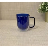 Çift Cidarlı Cam Kupa Lacivert Renk thumbnail 3