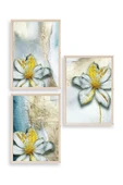 Çiçek Desenli Üçlü Ahşap Çerçeveli Tablo 30 x 42 thumbnail 1
