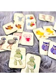 Sevimli Hayvanlar Hafıza Eşleştirme Oyunu Ahşap Eğitici Puzzle Oyuncak thumbnail 2