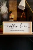 Kahve Köşesi Coffee Bar Love Is Brewing Ahşap Çerçeve - Naturel 50 x 110 thumbnail 1