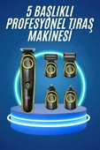 5 Başlıklı Şarjlı Tıraş Makinesi Kablosuz Saç Sakal Burun Tıraşına Uygun thumbnail 2