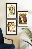 Picasso Üçlü Ahşap Çerçeveli Tablo 50 x 70 thumbnail 2