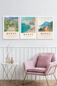 Monet Üçlü Ahşap Çerçeveli Tablo 30 x 40 thumbnail 2