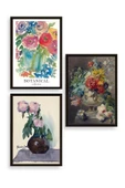 Çiçek Üçlü Ahşap Çerçeveli Tablo 30 x 40 thumbnail 1