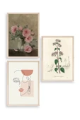 Çiçek Üçlü Ahşap Çerçeveli Tablo 50 x 70 thumbnail 1