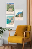 Monet Üçlü Ahşap Çerçeveli Tablo 30 x 40 thumbnail 3