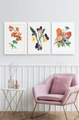 Çiçek Üçlü Ahşap Çerçeveli Tablo 23 x 30 thumbnail 2