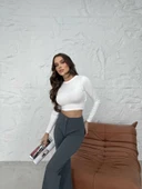 Düğmeli Palazzo pantolon füme p170091 thumbnail 2