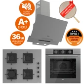 Ferre FryArt&SilentArt GRIY /Sessiz Yeni Seri Antrasit Gri Ankastre Set (D065-SA + QXE62CPR +SS208) thumbnail 1