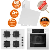 Ferre FryART&SteamART- SilentArt BONO /Sessiz Beyaz Ankastre Set (D078-SA + QEP64CB +SS206 ) thumbnail 1