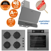 Ferre FryArt&SilentArt ROMA Sessiz Yeni Seri Antrasit Gri Ankastre Set (D082-SA +XE63CPR +CS208-FA) thumbnail 1