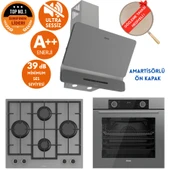 Ferre FryArt&SilentArt VAV / Sessiz Yeni Seri Antrasit Gri Ankastre Set (D082-SA + XE63CPR + LN388) thumbnail 1