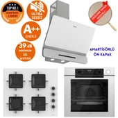 Ferre FryART&SteamART- SilentArt CONA /Sessiz Beyaz Ankastre Set (D081-SA + QEP64CB +SS206 ) thumbnail 1