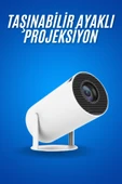 Sinema Projektörü Android HDMI USB WİFİ Ses Çıkışlı Ayaklı Projeksiyon Taşınabilir thumbnail 1