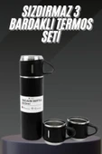 Termos Seti Paslanmaz Çelik 3 Bardaklı Vakumlu Termos Set 500 Ml 12 Saate Kadar Isı Koruma thumbnail 1