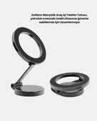 Katlanır Manyetik Araç İçi Telefon Tutucu – 360° Dönebilen, MagSafe Uyumlu, Güçlü Mıknatıslı Tasarım thumbnail 4