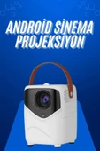 HD Ayaklı Portatif Projeksiyon Cihazı Android İşlemcili Sinema Projektörü thumbnail 2