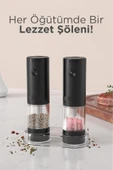 44B-BS Siyah Pilli Işıklı Otomatik Yeni Nesil Tuz Karabiber Değirmeni Baharat Öğütücü thumbnail 2